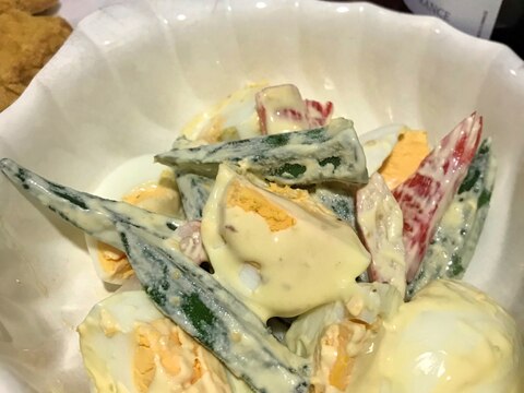 ☆★オクラとカニカマ、ゆで卵の和え物♪★☆